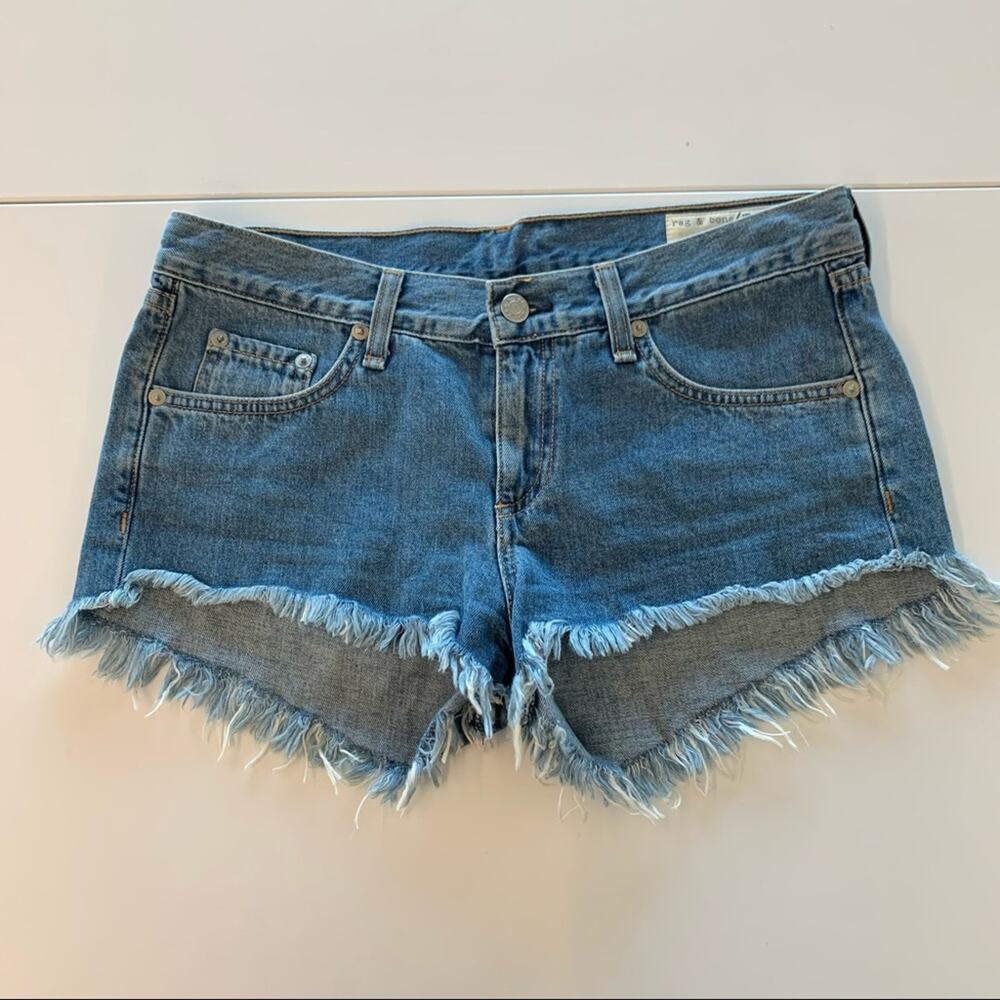 Rag &Bone Medium Wash Distressed Denim Shorts Size 25